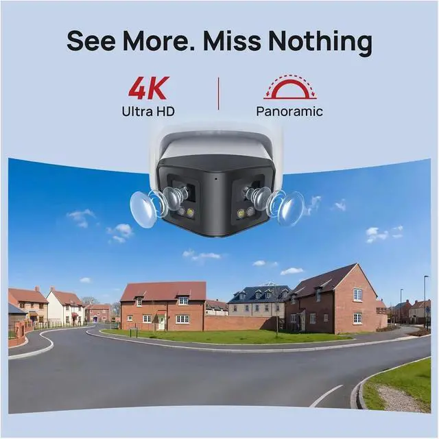 Alt view image 5 of 7 - 8MP Panoramic POE Security Camera, Dual Light Two-Way Talk IP66 Waterproof Onvif Surveillance Cam