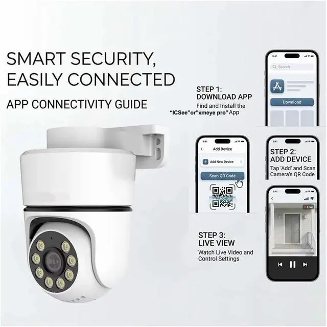 Alt view image 7 of 7 - 5MP 4K Outdoor PoE PTZ Security Camera, Color Night Vision Motion Detection(4K 8MP_White)
