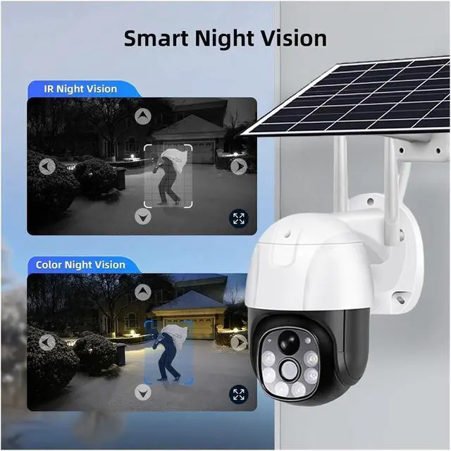 Alt view image 3 of 7 - Outdoor Solar Camera 4G SIM Card HD 5MP Monitor PTZ Battery IP Camera Color Night Vision PIR Detection Security CCTV(4G Cam No Card)