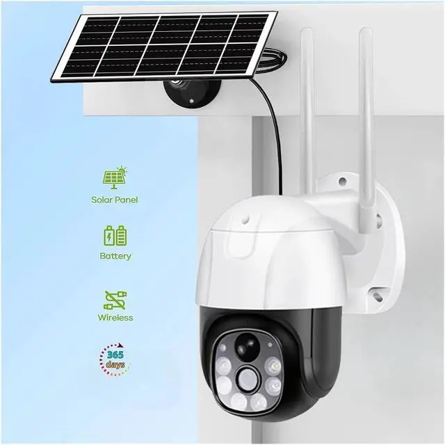 Alt view image 7 of 7 - Outdoor Solar Camera 4G SIM Card HD 5MP Monitor PTZ Battery IP Camera Color Night Vision PIR Detection Security CCTV(4G Cam No Card)