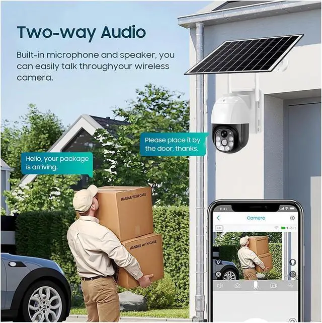 Alt view image 4 of 7 - Outdoor Solar Camera 4G SIM Card HD 5MP Monitor PTZ Battery IP Camera Color Night Vision PIR Detection Security CCTV(4G Cam No Card)
