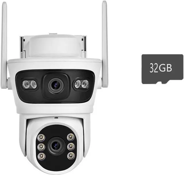 Main image of 2K 6MP Solar WiFi Outdoor Security Camera, Dual Lens Two-Way Audio Surveillance Cam(Camera add 32G Card)