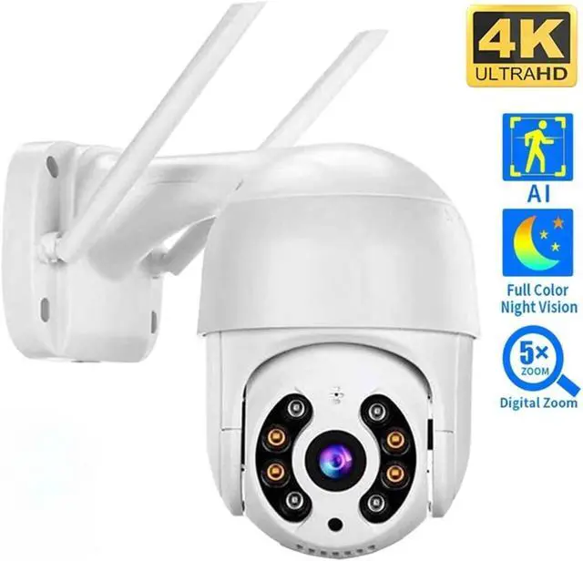 Alt view image 2 of 7 - 8MP 4K PTZ Camera HD 1080P Color Night Vision WiFi IP Camera Outdoor 5MP Ai Auto Tracking CCTV Surveillance Cam(5MP EU Plug with 64G)