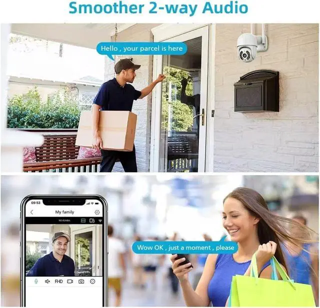 Alt view image 3 of 7 - 8MP 4K PTZ Camera HD 1080P Color Night Vision WiFi IP Camera Outdoor 5MP Ai Auto Tracking CCTV Surveillance Cam(5MP EU Plug with 64G)