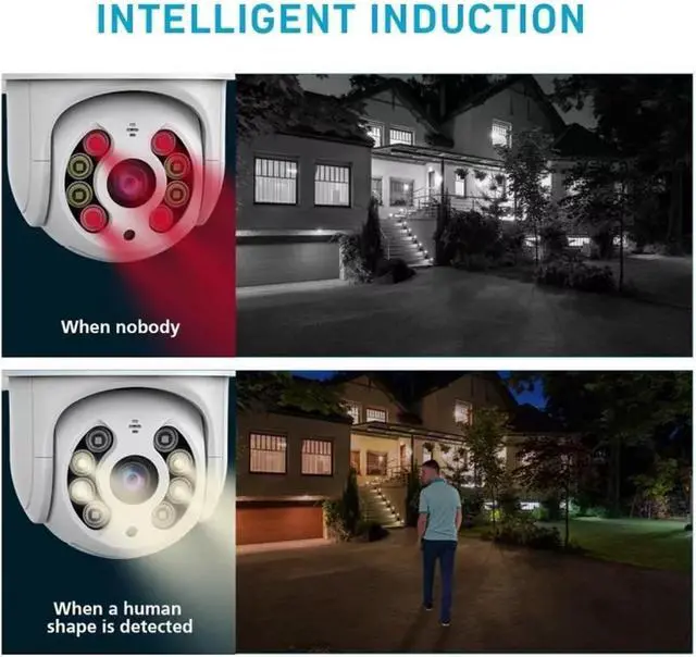 Alt view image 4 of 7 - 8MP 4K PTZ Camera HD 1080P Color Night Vision WiFi IP Camera Outdoor 5MP Ai Auto Tracking CCTV Surveillance Cam(5MP EU Plug with 64G)