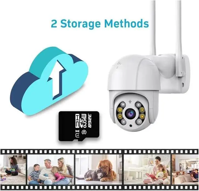 Alt view image 7 of 7 - 8MP 4K PTZ Camera HD 1080P Color Night Vision WiFi IP Camera Outdoor 5MP Ai Auto Tracking CCTV Surveillance Cam(5MP EU Plug with 64G)