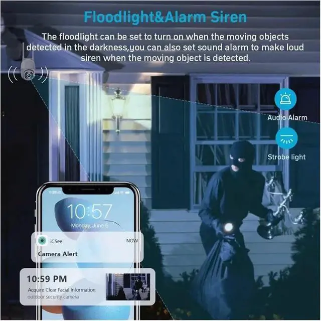 Alt view image 5 of 7 - 8MP 4K PTZ Camera HD 1080P Color Night Vision WiFi IP Camera Outdoor 5MP Ai Auto Tracking CCTV Surveillance Cam(5MP EU Plug with 64G)