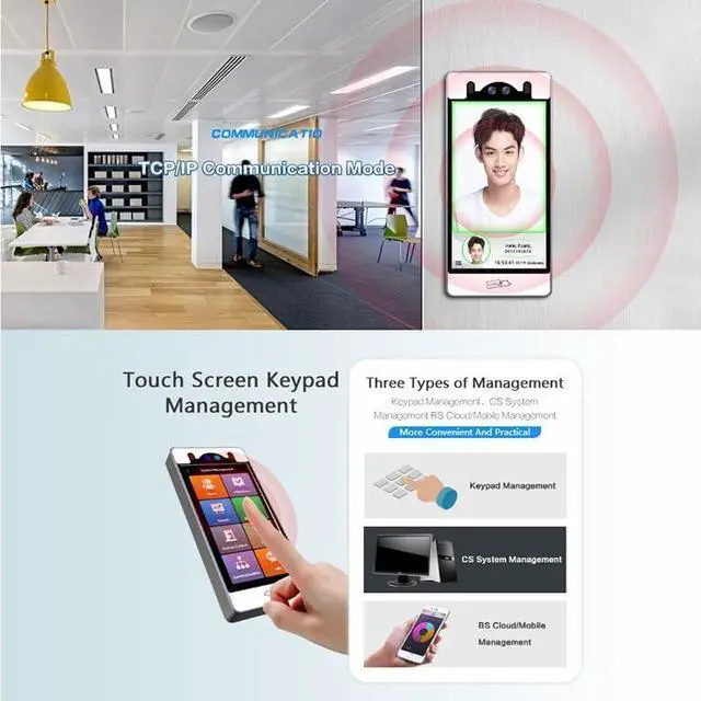 Alt view image 6 of 7 - FCARD FC-8100T 5-inch Screen, IP65 Waterproof, Dynamic Facial Recognition+IC Card Access Control AttendanceTerminal