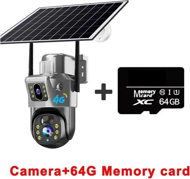 Alt view image 2 of 7 - Security Cameras 4G Outdoors PIR Human Detection Solar CCTV Digital V380 Pro Electronics Night Vision Surveillance Recorder(Silver 4G 64G Card_PAL)