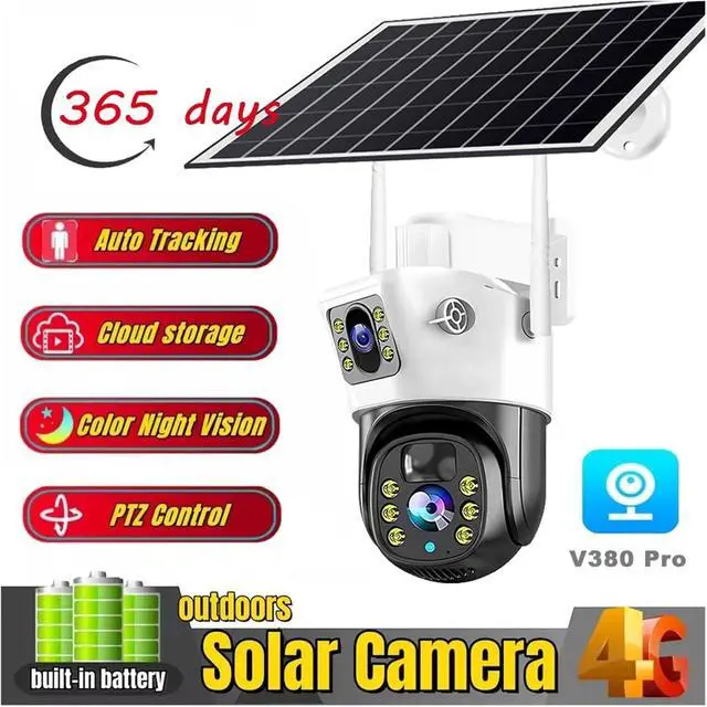 Alt view image 3 of 7 - Security Cameras 4G Outdoors PIR Human Detection Solar CCTV Digital V380 Pro Electronics Night Vision Surveillance Recorder(Silver 4G 64G Card_PAL)