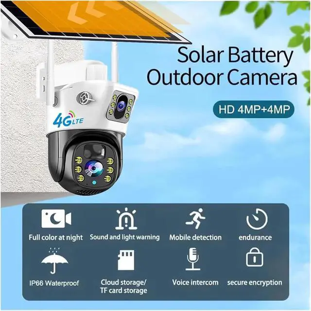 Alt view image 7 of 7 - Security Cameras 4G Outdoors PIR Human Detection Solar CCTV Digital V380 Pro Electronics Night Vision Surveillance Recorder(Silver 4G 64G Card_PAL)