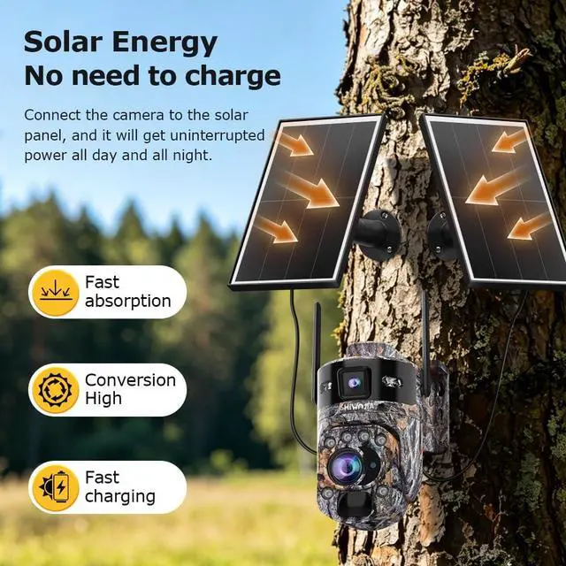 Alt view image 5 of 7 - SHIWOJIA Wireless Outdoor Solar Security Camera, 10MP 36X Optical Zoom, Camouflage Hidden Design, 4G LTE Network, AOV Low Power Standby, Full Color Night Vision, IP66 Waterproof, AI Human Detection