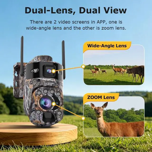 Alt view image 4 of 7 - SHIWOJIA Wireless Outdoor Solar Security Camera, 10MP 36X Optical Zoom, Camouflage Hidden Design, 2.4GHz WiFi, AOV Low Power Standby, Full Color Night Vision, IP66 Waterproof, AI Human Detection