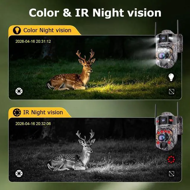 Alt view image 6 of 7 - SHIWOJIA Wireless Outdoor Solar Security Camera, 10MP 36X Optical Zoom, Camouflage Hidden Design, 4G LTE Network, AOV Low Power Standby, Full Color Night Vision, IP66 Waterproof, AI Human Detection
