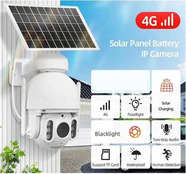 Alt view image 2 of 6 - P2P Human Tracking Blacklight Full Color 1080P HD Solar Power 4G IP PTZ Camera 14400mAh Battery Camera