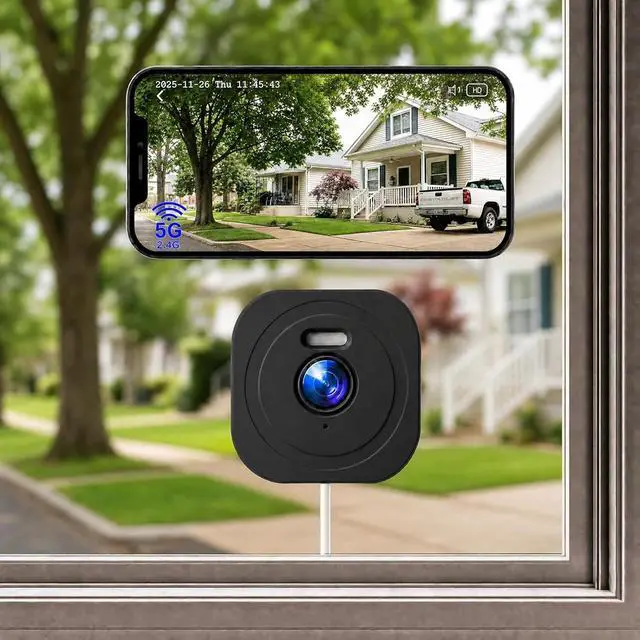 Alt view image 2 of 7 - Surveillance Camera 4MP 2K Thru-Glass Security Camera with Full-Color Night Vision & Dual-Band WiFi Installation for Indoor Use