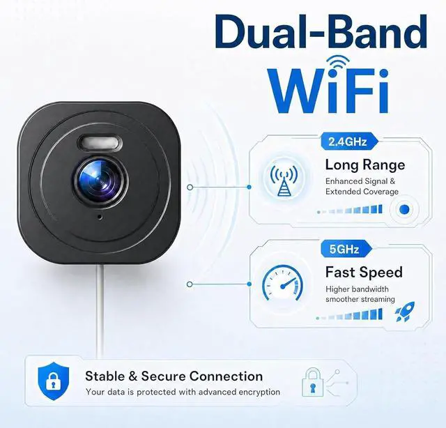 Alt view image 5 of 7 - Surveillance Camera 4MP 2K Thru-Glass Security Camera with Full-Color Night Vision & Dual-Band WiFi Installation for Indoor Use