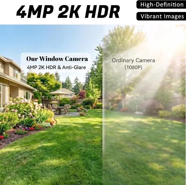 Alt view image 7 of 7 - Surveillance Camera 4MP 2K Thru-Glass Security Camera with Full-Color Night Vision & Dual-Band WiFi Installation for Indoor Use
