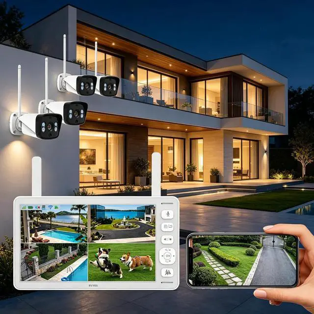 Alt view image 6 of 7 - Wireless Security Camera System with Monitor, 4 Cam NVR for Home Outdoor