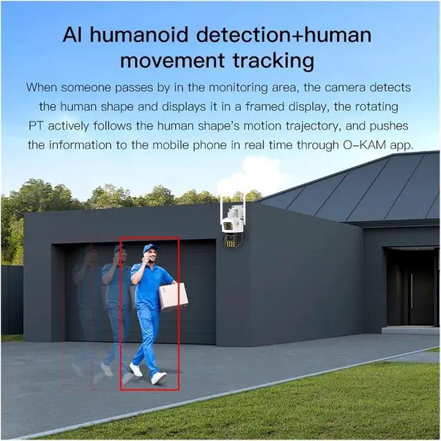 Alt view image 3 of 6 - 5MP IP WiFi Outdoor Camera PTZ Dual Lens Dual Screen 8X Digital Zoom Auto Tracking IP66 Waterproof Security P2P Camera(AU Plug)