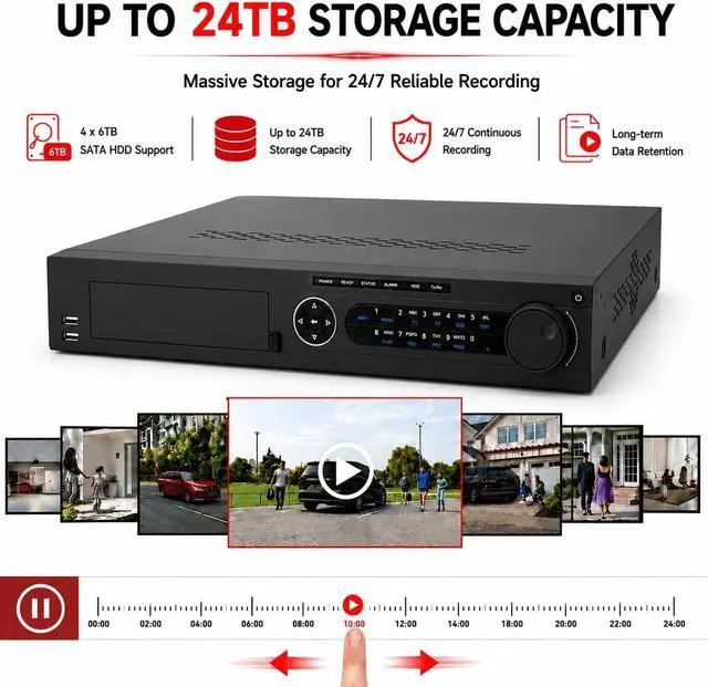 Alt view image 4 of 7 - DS-7308HUHI-F4/N 8 Channel Hybrid DVR Recorder, Supports TVI/AHD/CVI/CVBS/IP Security Cameras, Up to 10 Channels, 4 SATA Bays (24TB Max), 4K HDMI Output, Dual Gigabit LAN, H.264+,No Hard Drive