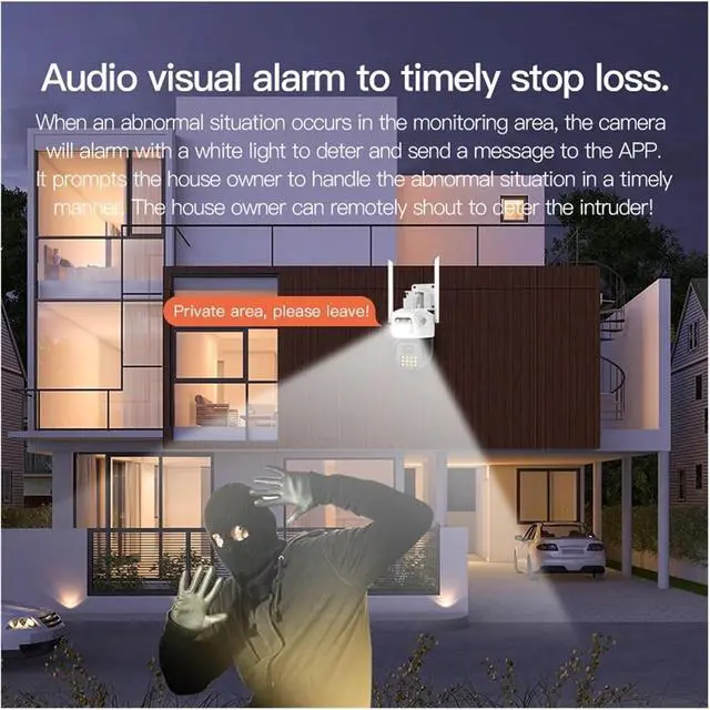 Alt view image 5 of 6 - 5MP IP WiFi Outdoor Camera PTZ Dual Lens Dual Screen 8X Digital Zoom Auto Tracking IP66 Waterproof Security P2P Camera(AU Plug)