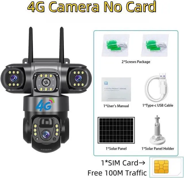 Alt view image 2 of 7 - Solar 4G Security Camera - 12MP 3-Lens