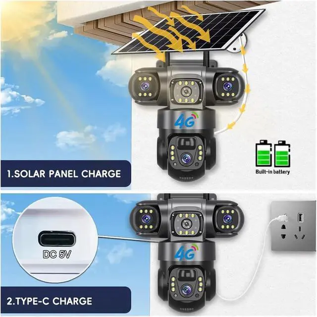 Alt view image 4 of 7 - Solar 4G Security Camera - 12MP 3-Lens