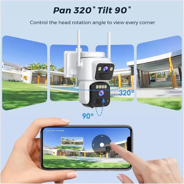 Alt view image 3 of 6 - 8MP Dual Lens Solar WiFi Security Cameras with Solar Panels Color Night Vision PIR Motion Detection Ourdoor IP Camera(Camera Add 128G Card)