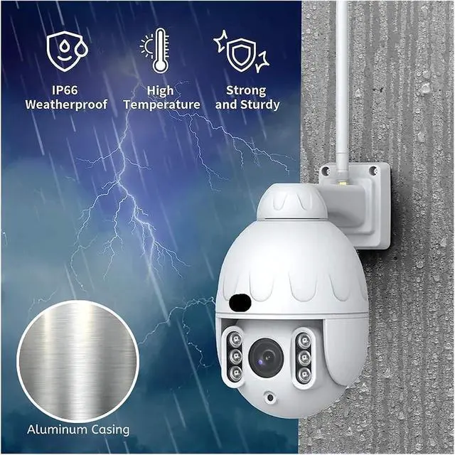 Alt view image 6 of 6 - 4K 8MP WiFi Surveillance Camera Outdoor 5X Optical Zoom Humanoid Tracking Speed Dome PTZ Camera Color Night IP Camera(AU Plug_4K 8MP X 64G Card)