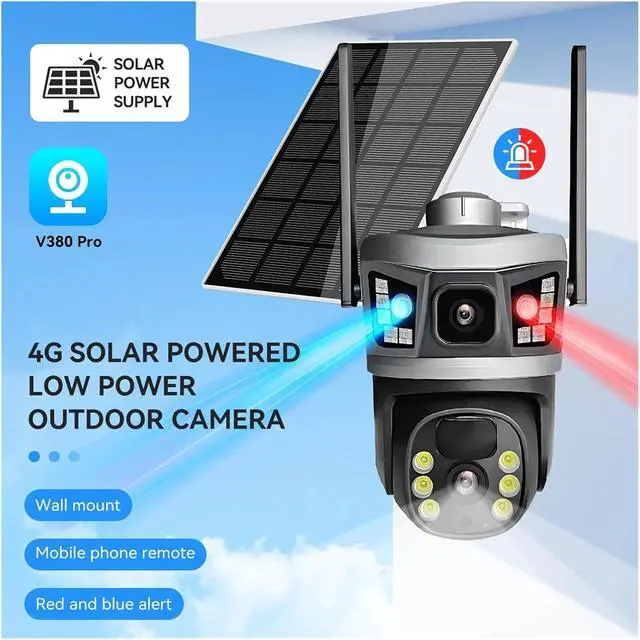 Alt view image 3 of 7 - 6MP UHD V380pro APP 10X Solar Power 4G for Dome Camera AI Humanoid Detection Home Security CCTV Monitor(No Card)