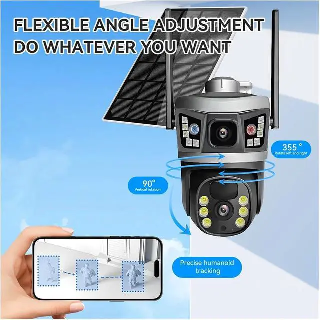 Alt view image 4 of 7 - 6MP UHD V380pro APP 10X Solar Power 4G for Dome Camera AI Humanoid Detection Home Security CCTV Monitor(No Card)