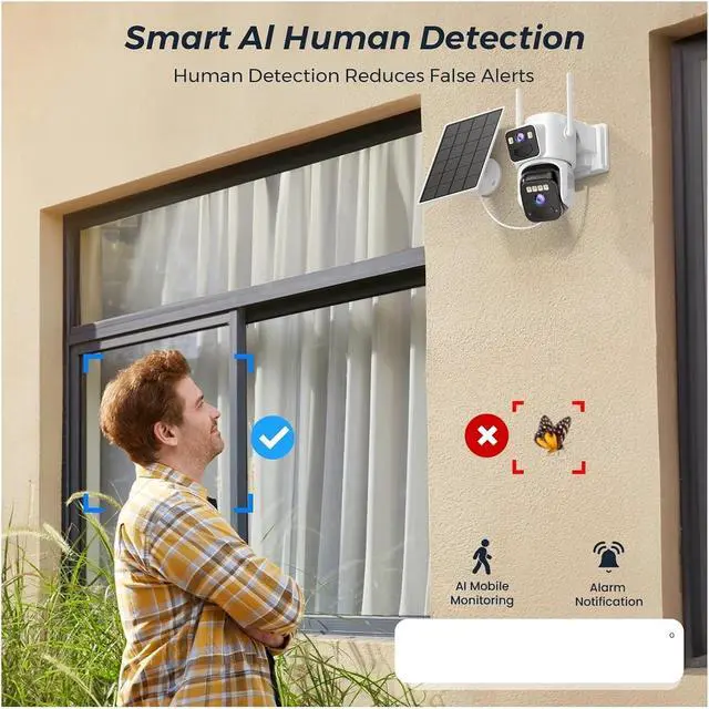 Alt view image 4 of 6 - 8MP Dual Lens Solar WiFi Security Cameras with Solar Panels Color Night Vision PIR Motion Detection Ourdoor IP Camera(Camera Add 128G Card)