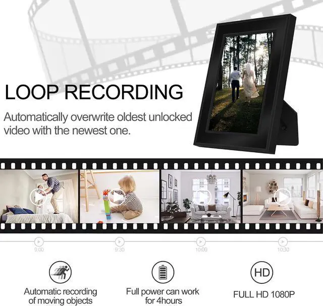 Alt view image 4 of 7 - Photo Frame Hidden Camera Mini Spy Video Recorder, Nanny Cam No WiFi