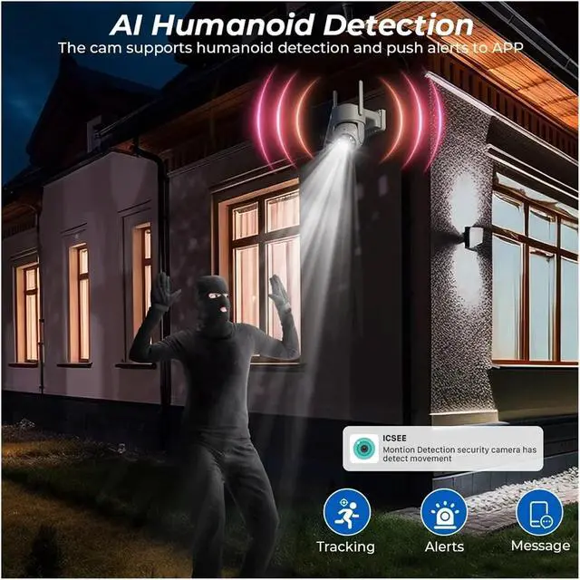 Alt view image 6 of 6 - WiFi PTZ Camera Outdoor Solar IP Camera 4MP HD Built-in Battery Video Surveillance Camera Long Time Standby ICsee APP(4MP 128G SD Card)