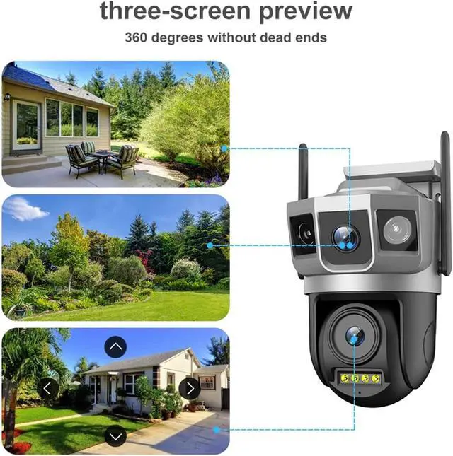 Alt view image 4 of 7 - 12MP 4G SIM Card Camera Outdoor 2 Lens 3 Frame PTZ CCTV Auto Tracking 6K HD Night Vision Security PIR Human Detection IP Camera(EU Plug_4G CCTV 32 Card)