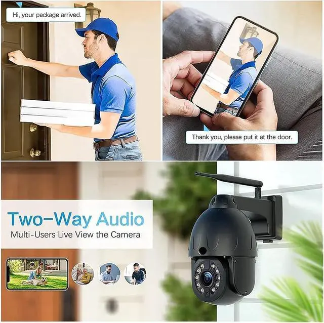 Alt view image 3 of 5 - 5MP 5X 10X Optical Zoom PTZ IP Camera Outdoor Auto Tracking Speed Dome 2.4/5G WiFi Security Camera Color Night Security Cameras(10X Zoom,EU Plug_5MP X 128G Card)