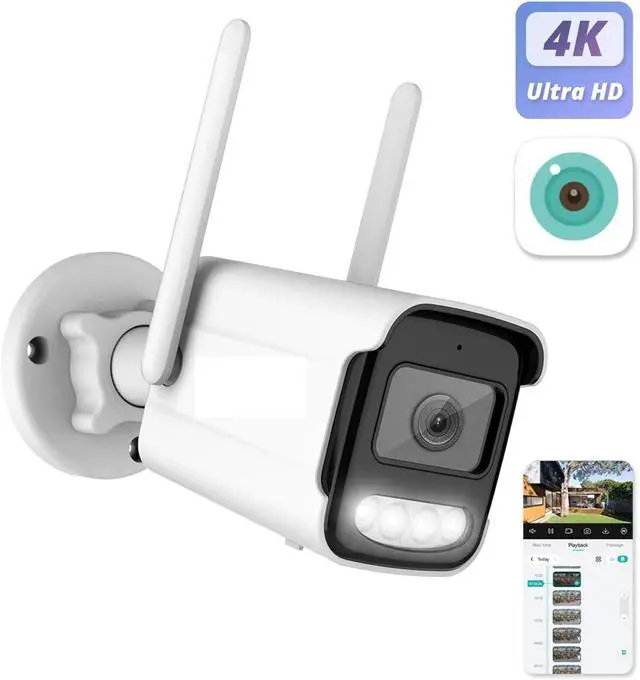 Alt view image 3 of 7 - 8MP 4K IP Camera WiFi 5MP AI Human Detect ICSee CCTV Bullet Outdoor Surveillance Security Protection Video Camera Cam(US Plug,8MP 64G TF Card)