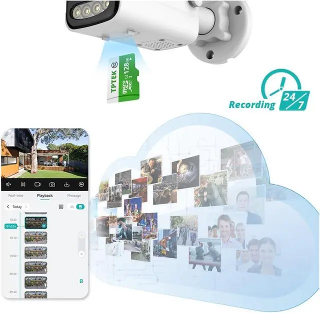 Alt view image 4 of 7 - 8MP 4K IP Camera WiFi 5MP AI Human Detect ICSee CCTV Bullet Outdoor Surveillance Security Protection Video Camera Cam(US Plug,8MP 64G TF Card)