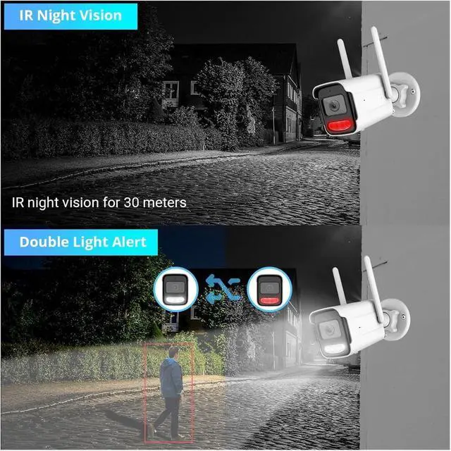 Alt view image 7 of 7 - 8MP 4K IP Camera WiFi 5MP AI Human Detect ICSee CCTV Bullet Outdoor Surveillance Security Protection Video Camera Cam(US Plug,8MP 64G TF Card)