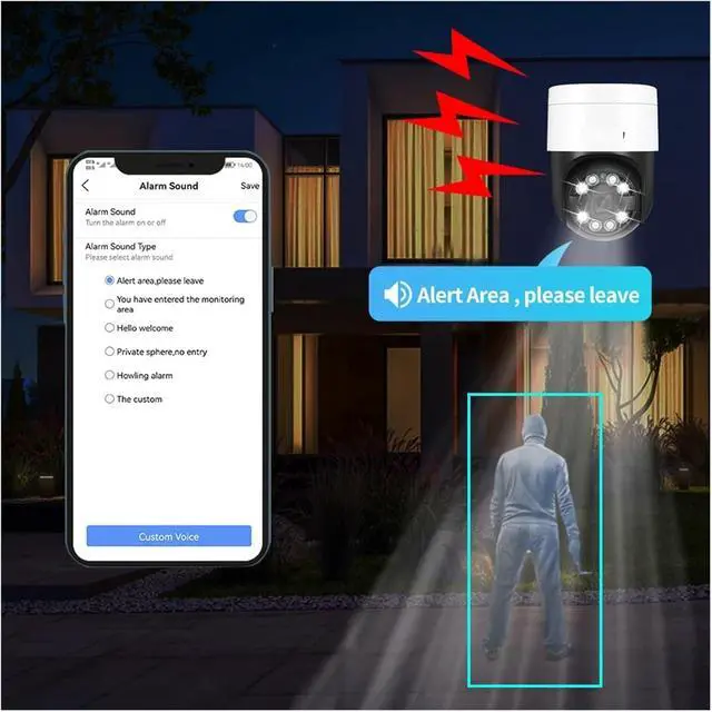 Alt view image 4 of 6 - 8MP 4K PTZ IP Camera Face Detection Audio POE Outdoor H.265 CCTV RTSP Color Night Vision AI Street Security Camera