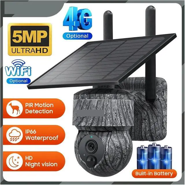 Alt view image 3 of 7 - 5MP 4MP WiFi PTZ Solar Camera 4G SIM with Solar Panel Two Way Audio Security Protection CCTV Camera Battery Cam(5MP 4G)