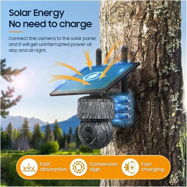 Alt view image 5 of 7 - 5MP 4MP WiFi PTZ Solar Camera 4G SIM with Solar Panel Two Way Audio Security Protection CCTV Camera Battery Cam(5MP 4G)