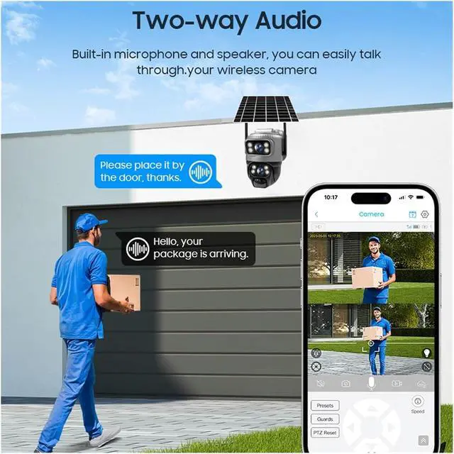 Alt view image 6 of 7 - V380 Dual Lens 4G Camera Solar PIR Human Detection Night Vision Waterproof Security Video IP Camara 8MP 4K Battery CCTV Monitor(4G Cam 32GB Card)