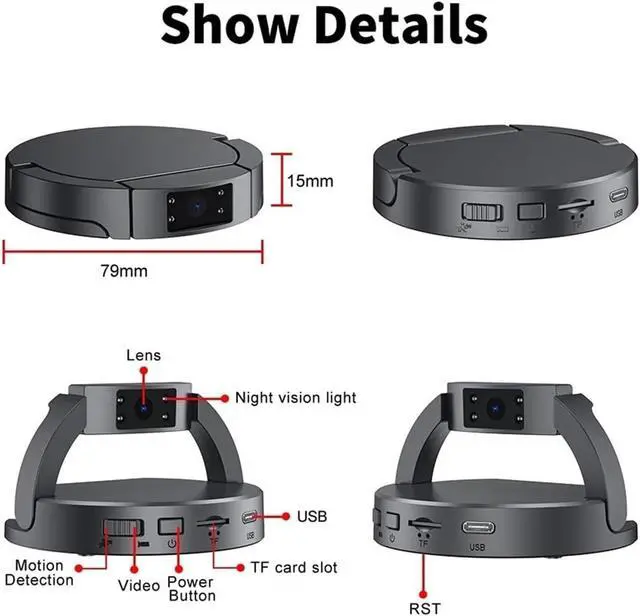 Alt view image 5 of 6 - 1080P Mini Hidden Camera, Portable DVR Video Recorder with Motion Detection, 10 Hours Long Recording