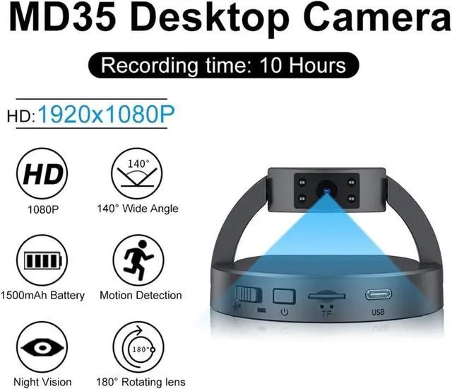 Alt view image 4 of 6 - 1080P Mini Hidden Camera, Portable DVR Video Recorder with Motion Detection, 10 Hours Long Recording