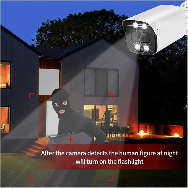 Alt view image 4 of 5 - 4K 8MP IP Camera Audio Outdoor POE H.265 Metal Bullet Home Color Night Vision Surveillance Camera(2.8mm)