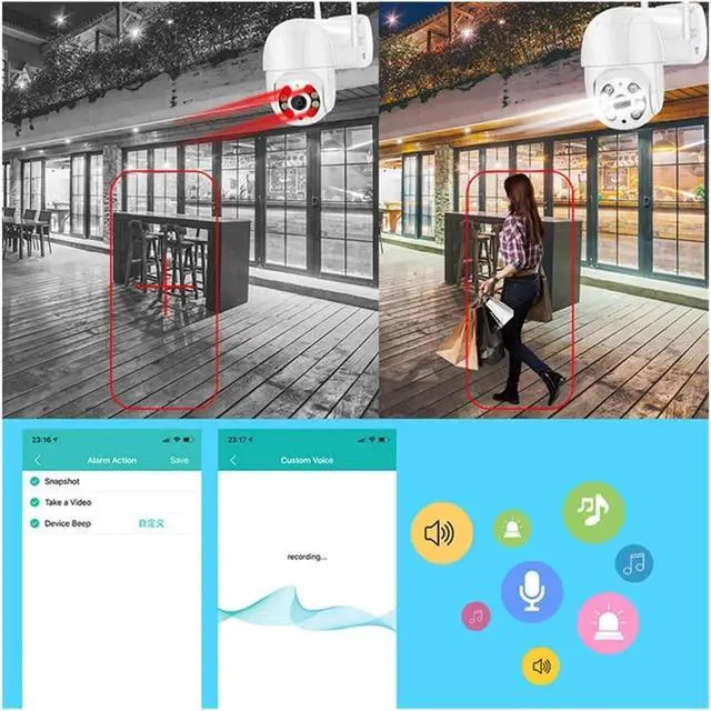 Alt view image 4 of 6 - 8MP 4K PTZ Camera HD 1080P Color Night Vision WiFi IP Camera Outdoor 5MP Ai Auto Tracking CCTV Surveillance Cam ICsee(1080P with 64G)