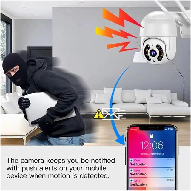 Alt view image 5 of 6 - 8MP 4K PTZ Camera HD 1080P Color Night Vision WiFi IP Camera Outdoor 5MP Ai Auto Tracking CCTV Surveillance Cam ICsee(1080P with 64G)