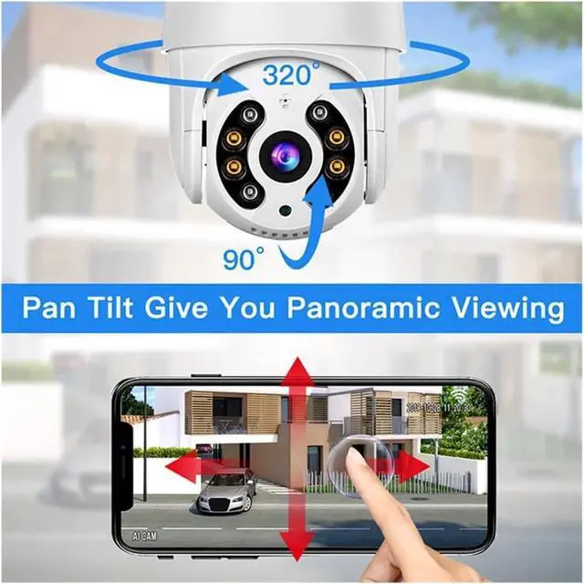 Alt view image 2 of 6 - 8MP 4K PTZ Camera HD 1080P Color Night Vision WiFi IP Camera Outdoor 5MP Ai Auto Tracking CCTV Surveillance Cam ICsee(1080P with 64G)
